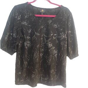 NEW NWT JM Collection Medium Sparkly Silver Black Formal Blouse Shirt Top Dinner